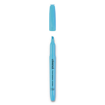 Universal™ Pocket Highlighters, Fluorescent Blue Ink, Chisel Tip, Blue Barrel, Dozen freeshipping - TVN Wholesale
